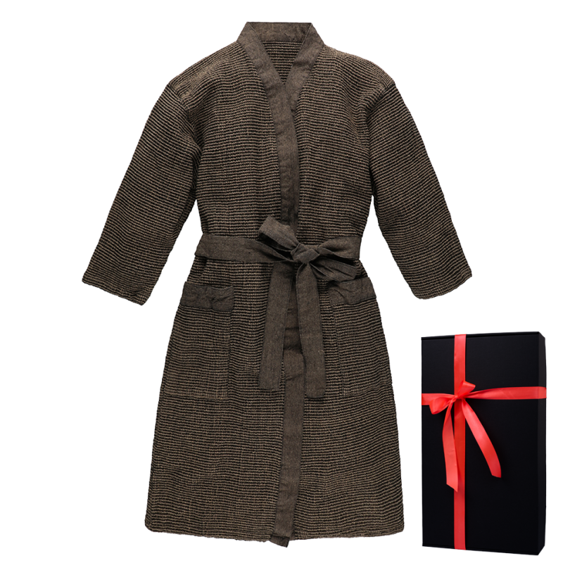 Unisex bathrobe in a gift box, RENTO KENNO, brown