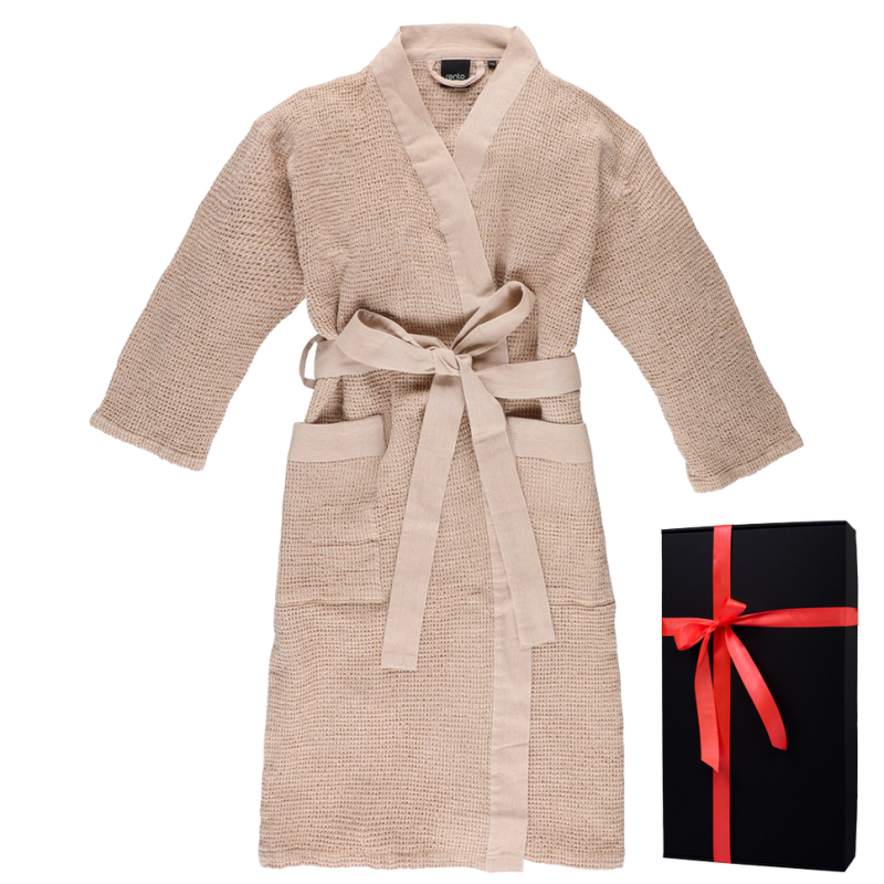 Unisex bathrobe in a gift box, RENTO KENNO, beige
