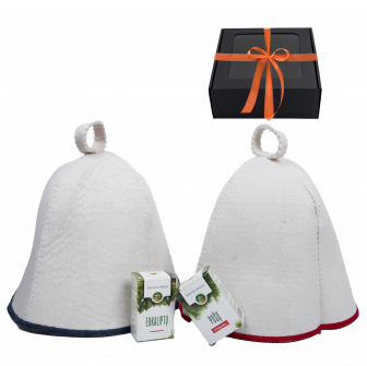 Gift set in a gift box WHITE PAIR. Caps and essential oils