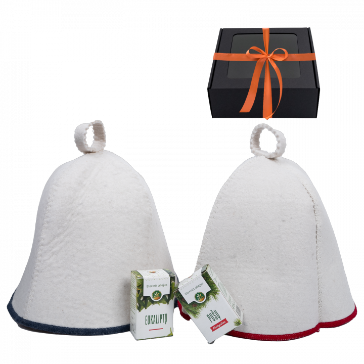 Gift set in a gift box WHITE PAIR. Caps and essential oils