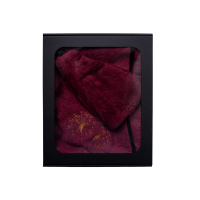 Gift set in a gift box for HER. Women's sauna hat and apron - BURGUNDY