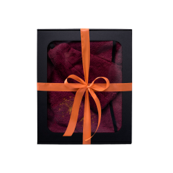 Gift set in a gift box for HER. Women's sauna hat and apron - BURGUNDY 