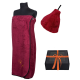 Gift set in a gift box for HER. Women's sauna hat and apron - BURGUNDY L - XL