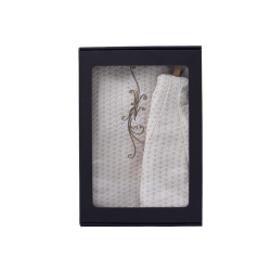 Gift set in a gift box for HER. Women's sauna hat and apron - LINEN, embroidered 