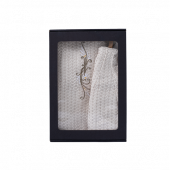 Gift set in a gift box for HER. Women's sauna hat and apron - LINEN, embroidered