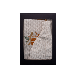Gift set in a gift box for HIM. Men's sauna hat and apron - LINEN, embroidered 