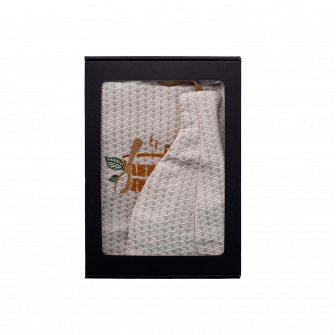 Gift set in a gift box for HIM. Men's sauna hat and apron - LINEN, embroidered