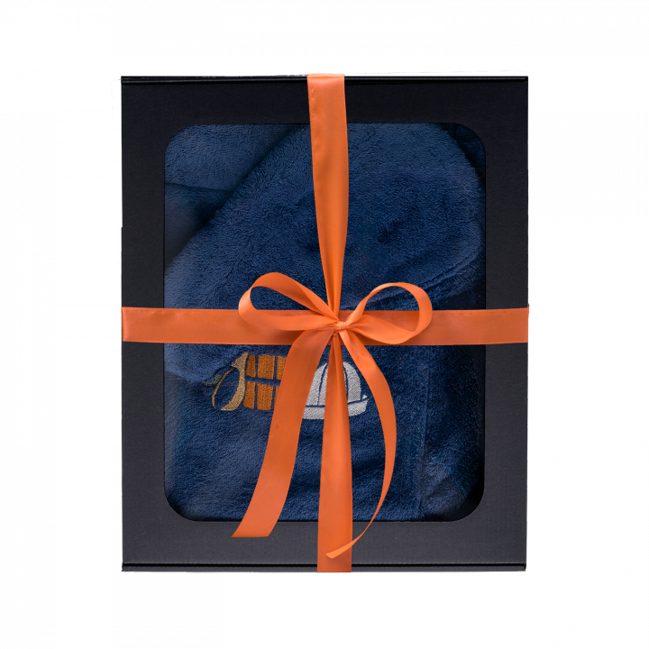 Gift set in a gift box for HIM. Men's sauna hat and apron - BLUE