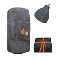 Gift set in a gift box for HIM. Men's sauna hat and apron - GREY