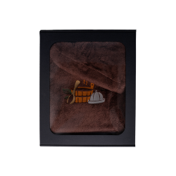 Gift set in a gift box for HIM. Men's sauna hat and apron - BROWN 