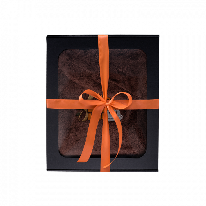 Gift set in a gift box for HIM. Men's sauna hat and apron - BROWN