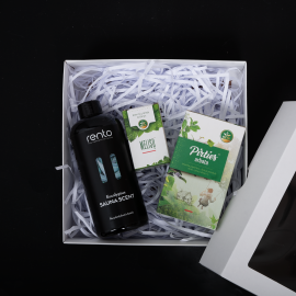 Gift set in a gift box SCENTS OF SAUNA. Tea, essential oil and fragrance essence  Gift set in a gift box SCENTS OF SAUNA. Tea, essential oil and fragrance essence