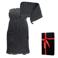 Gift set in a gift box RENTO KENNO FOR HER. Hair towel and apron, gray