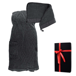 Gift set in a gift box RENTO KENNO FOR HER. Hair towel and apron, gray 