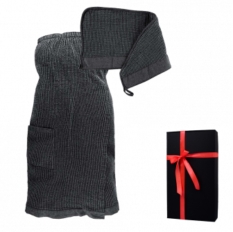 Gift set in a gift box RENTO KENNO FOR HER. Hair towel and apron, gray