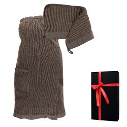 Gift set in a gift box RENTO KENNO FOR HER. Hair towel and apron, brown 