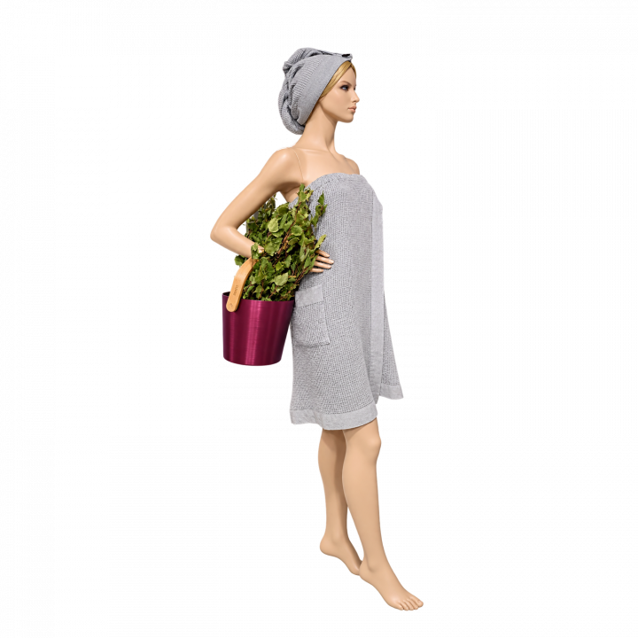 Gift set in a gift box RENTO KENNO FOR HER. Hair towel and apron, light gray