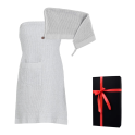 Gift set in a gift box RENTO KENNO FOR HER. Hair towel and apron, light gray - 0