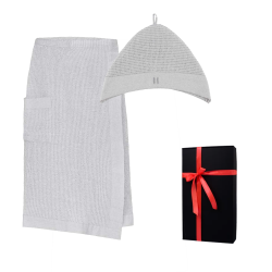 Gift set in a gift box RENTO KENNO FOR HIM. Cotton hat and apron, light gray 