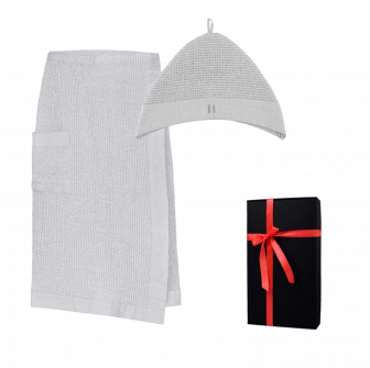 Gift set in a gift box RENTO KENNO FOR HIM. Cotton hat and apron, light gray