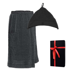 Gift set in a gift box RENTO KENNO FOR HIM. Cotton hat and apron, dark grey 
