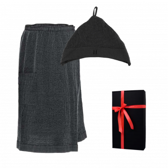 Gift set in a gift box RENTO KENNO FOR HIM. Cotton hat and apron, dark grey