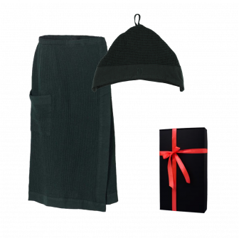 Gift set in a gift box RENTO KENNO FOR HIM. Cotton hat and apron, dark green