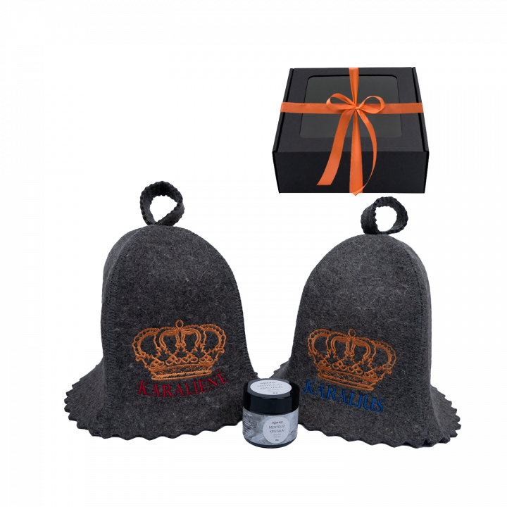 Gift set in gift box DARK KINGS. Sauna caps and menthol crystals
