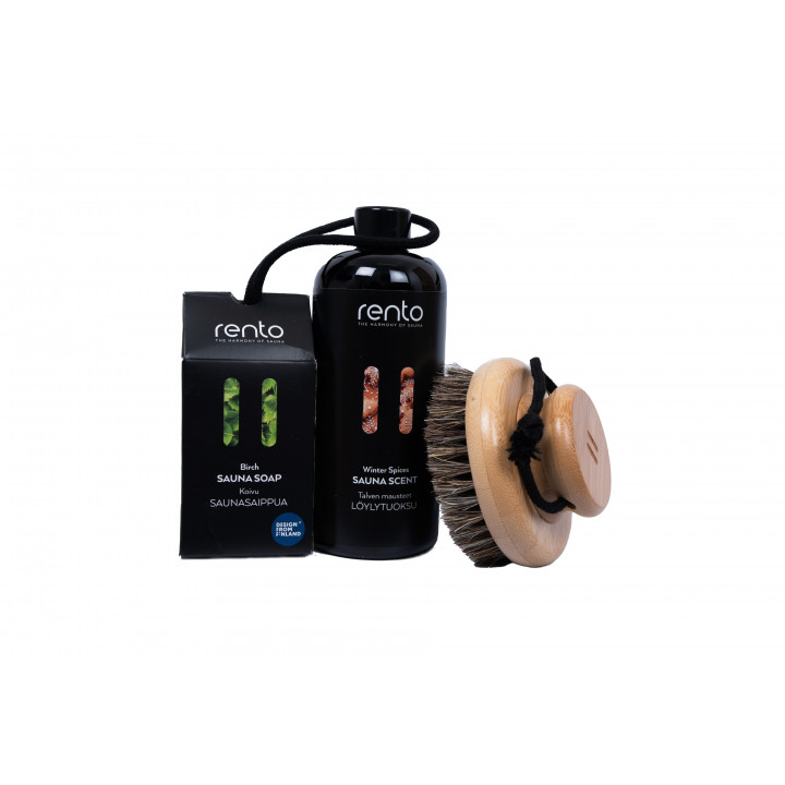 Gift set in a gift box WINTER SPICES. Fragrance essence, body brush and soap.