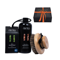 Gift set in a gift box WINTER SPICES. Fragrance essence, body brush and soap. 