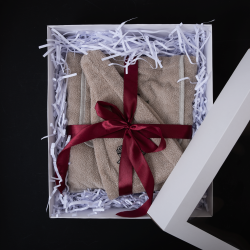 Gift set for Her - LINEN, 55x140 cm, in a gift box. Apron and hat for sauna  Gift set for Her - LINEN, 55x140 cm, in a gift box. Apron and hat for sauna