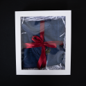 Gift set for Him - BLUE, 55x150 cm, in a gift box. Apron and hat for sauna - 1