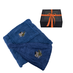 Gift set for Him - BLUE, 55x150 cm, in a gift box. Apron and hat for sauna 