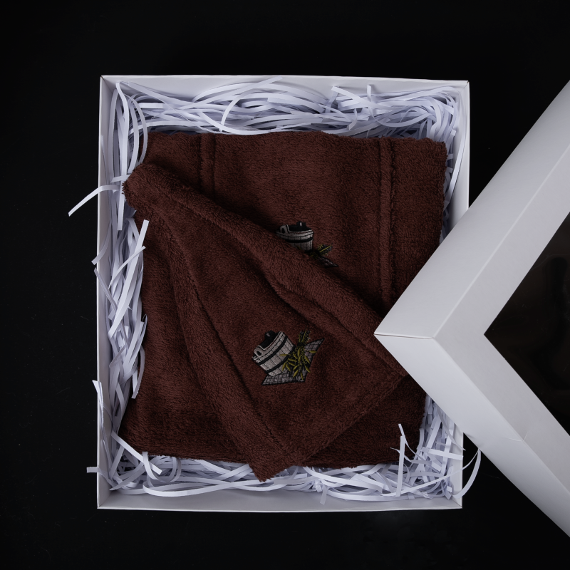 Gift set for Him - BROWN, 55x150 cm, in a gift box. Apron and hat for sauna