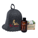 Gift set MISS SAUNA in a gift box. Sauna hat, massage oil and honey - 2