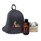 Gift set MISS SAUNA in a gift box. Sauna hat, massage oil and honey