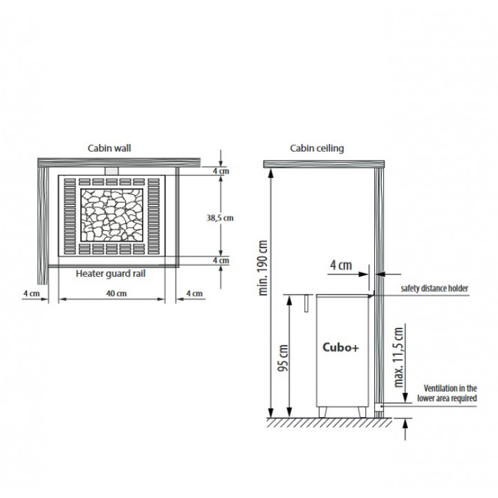 Electric sauna heater - EOS Cubo Plus, 9 kW