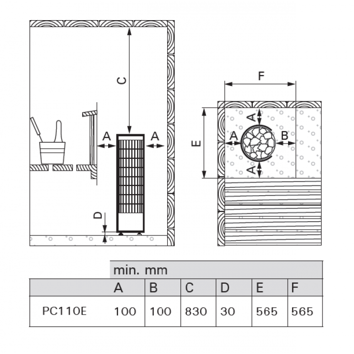 Electric sauna heater - HARVIA Cilindro Black Steel PC110E 10,8 kW