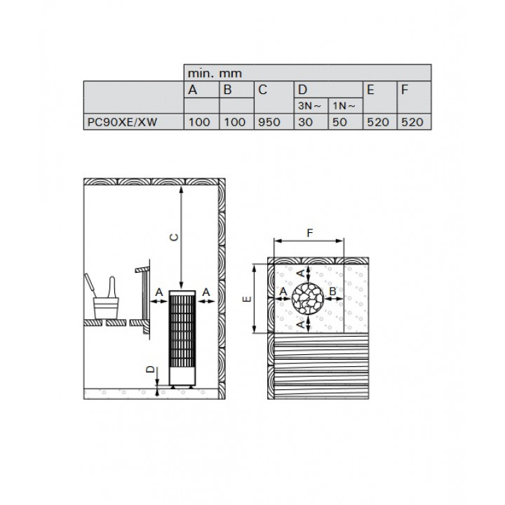 Electric sauna heater - HARVIA Cilindro Black Steel PC90XE 9 kW