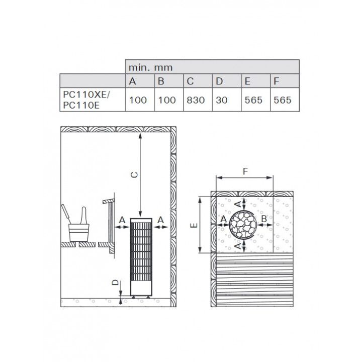 Electric sauna heater - HARVIA Cilindro PC110XE 10,8 kW