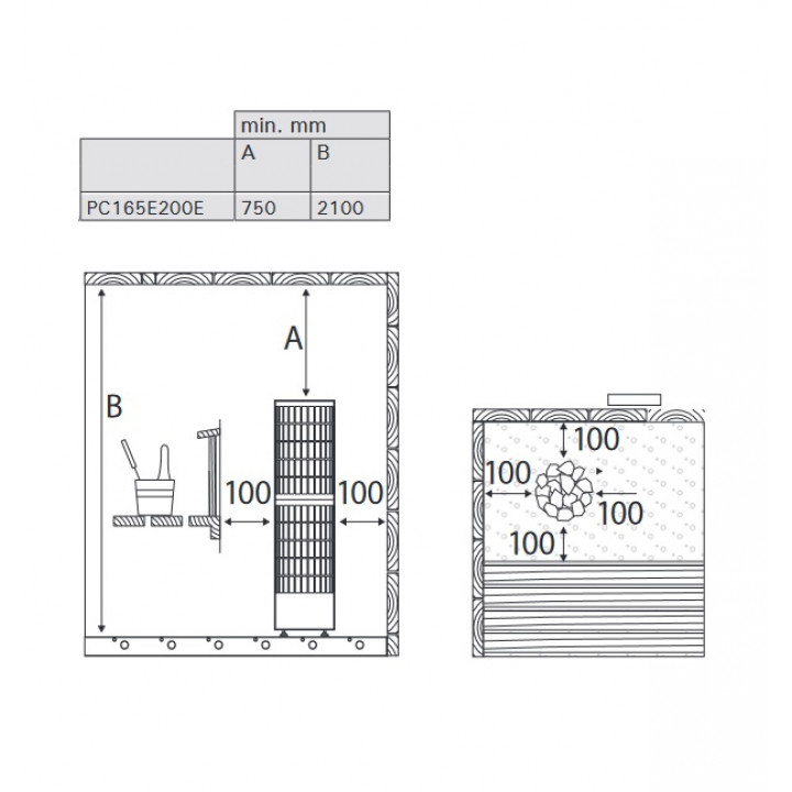 Electric sauna heater - HARVIA Cilindro PC165E/200E 16,6/19,8 kW