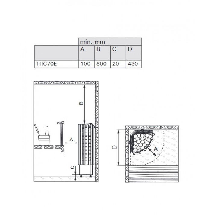 Electric sauna stove - HARVIA Glow Corner TRC70E 6,8 kW
