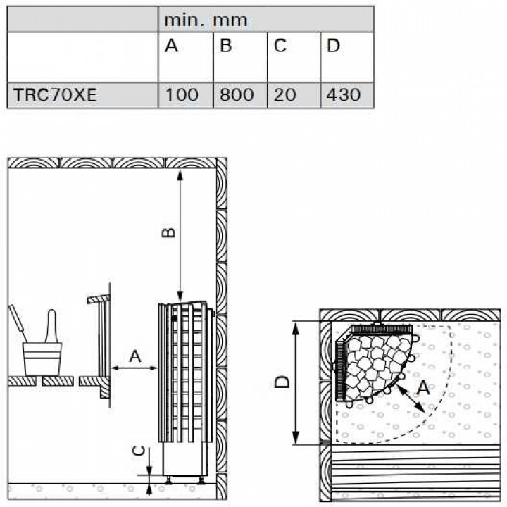 Electric sauna stove - HARVIA Glow Corner TRC70EE 6,8 kW