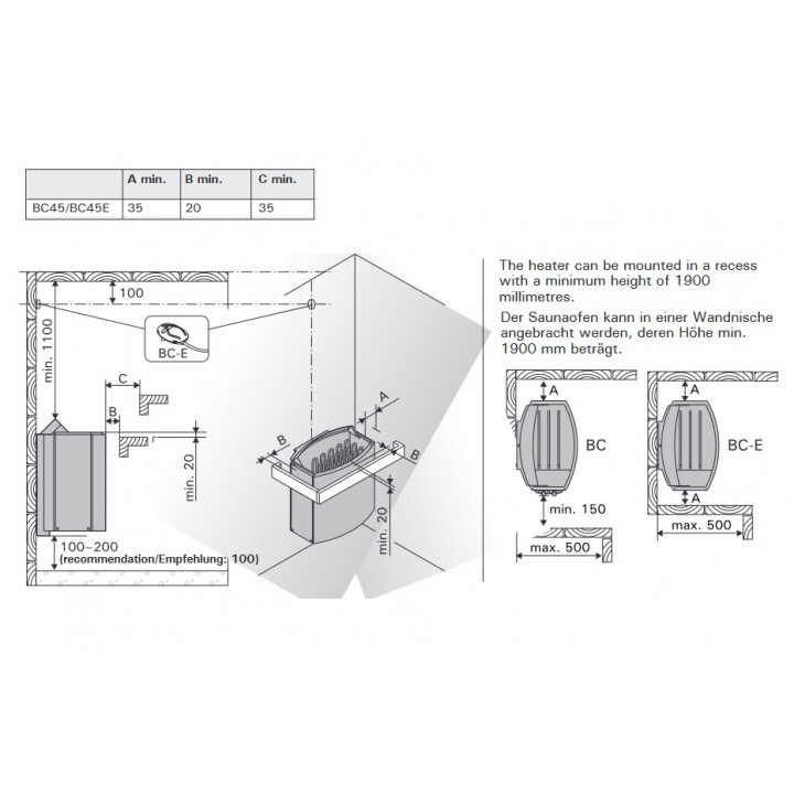 Electric sauna heater - HARVIA Vega BC45 with manual switches