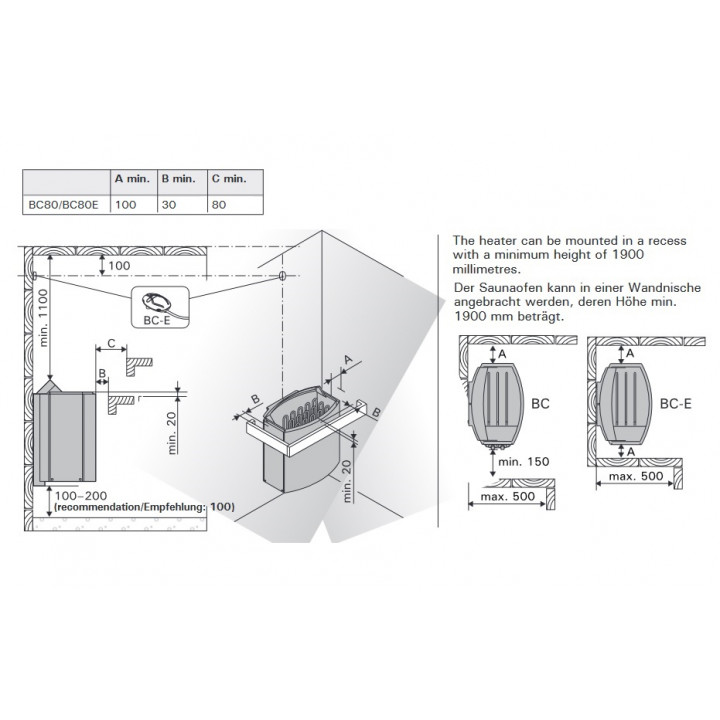 Electric sauna heater - HARVIA Vega BC80E without control panel