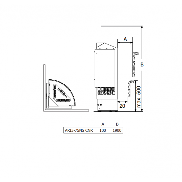 Electric sauna heater – SAWOTEC Ari Corner 7,5 kW, without control unit