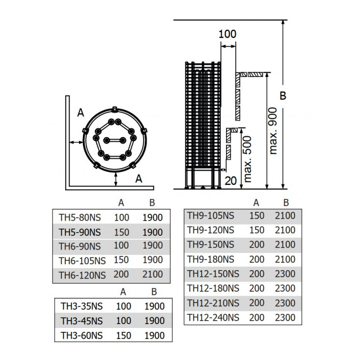Electric sauna heater – SAWOTEC Tower, without control unit
