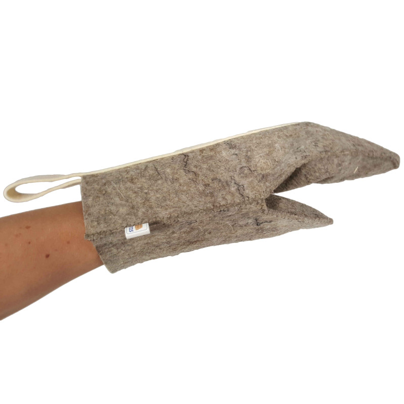Felt glove for sauna
