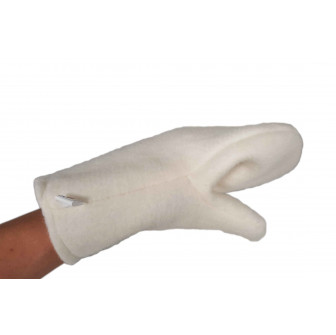 Woolen white glove for sauna