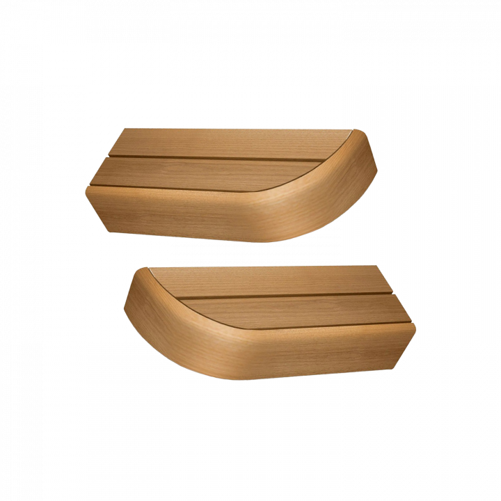 End bench element for modular sauna benches, Thermo aspen